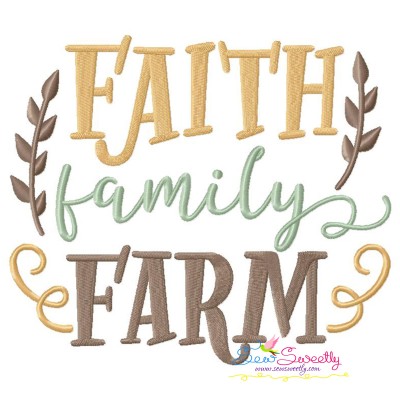 Faith Family Farm Lettering Embroidery Design Pattern-1