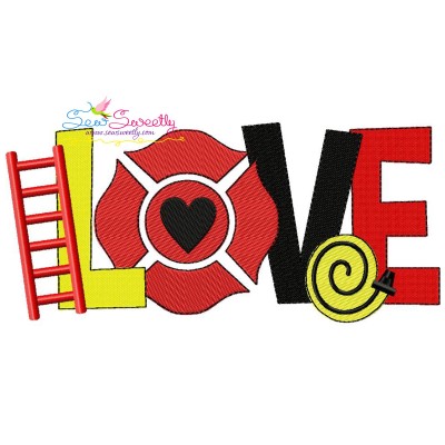 Love Firefighter Lettering Embroidery Design Pattern-1