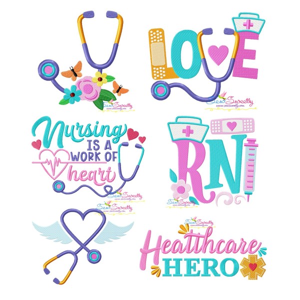 Nursing Medical Lettering Embroidery Design Bundle-1-1