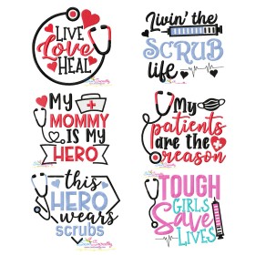 Nursing Medical Lettering Embroidery Design Bundle-2-1
