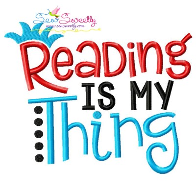 Reading Is My Thing American Theme Lettering Embroidery Design Pattern-1