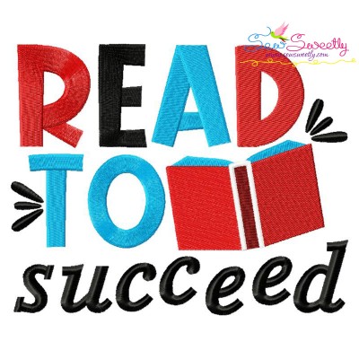 Read To Succeed American Theme School Lettering Embroidery Design Pattern-1