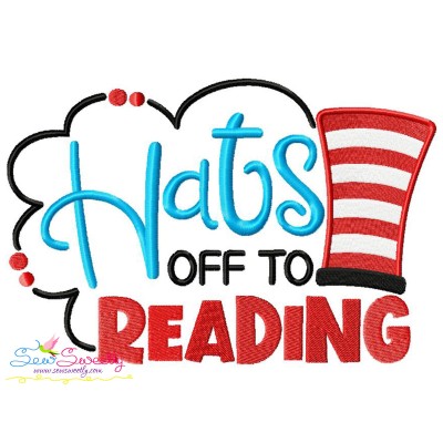 Hats off To Reading American Theme School Lettering Embroidery Design Pattern-1