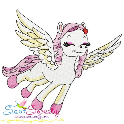 Cute Pegasus Girl-4 Embroidery Design Pattern-1