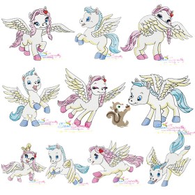 Cute Pegasus Embroidery Design Bundle-1