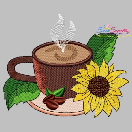 Cup And Flowers-6 Embroidery Design Pattern