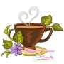 Cup And Flowers Embroidery Design Bundle-4