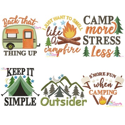 Camping Lettering Embroidery Design Pattern Bundle-1